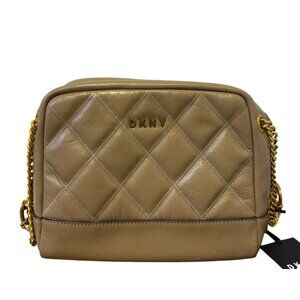 NWT DKNY Quilted Leather Crossbody Bag Gold Chain Strap